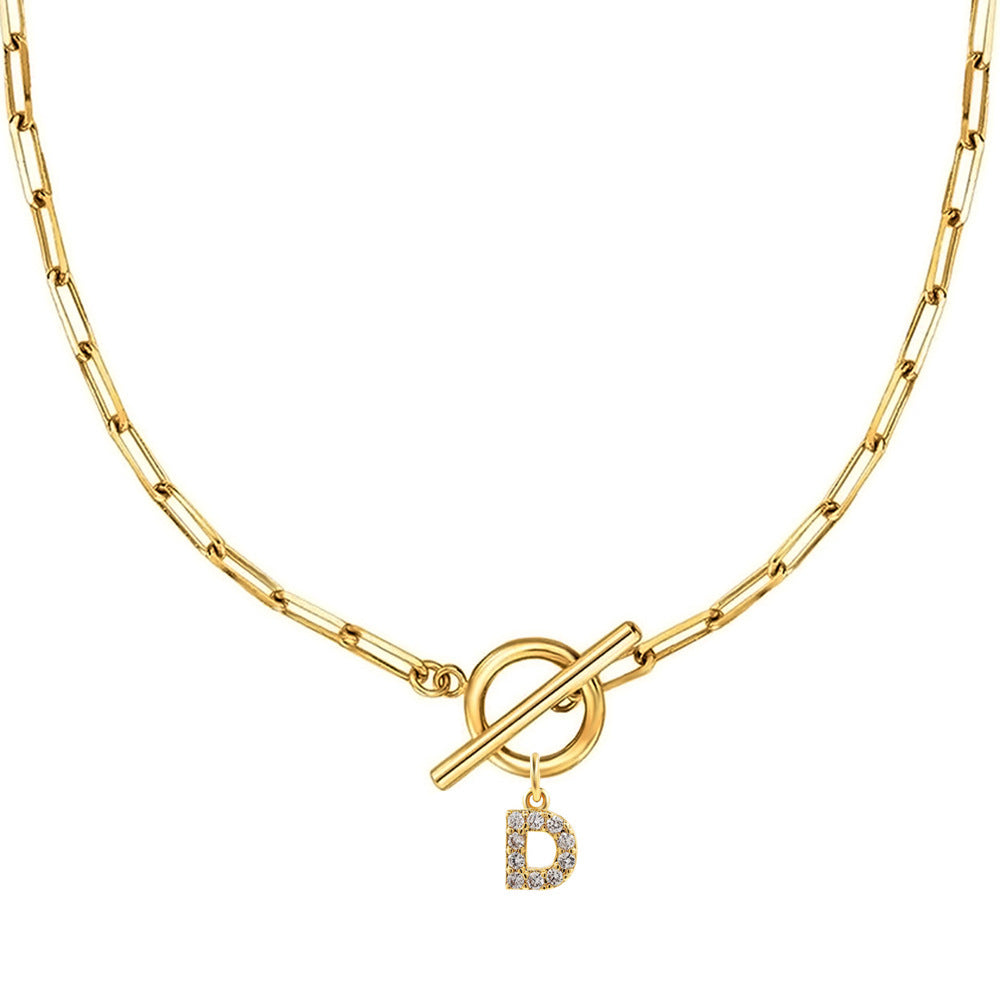 Personalized Pave Initial Toggle Necklace