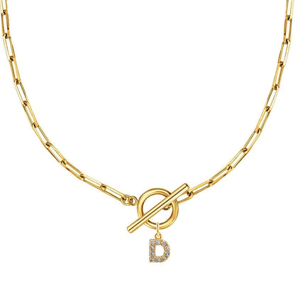 Personalized Pave Initial Toggle Necklace