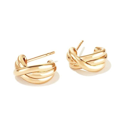 Elegant Twisted Knot 925 Sterling Silver Hoop Earrings