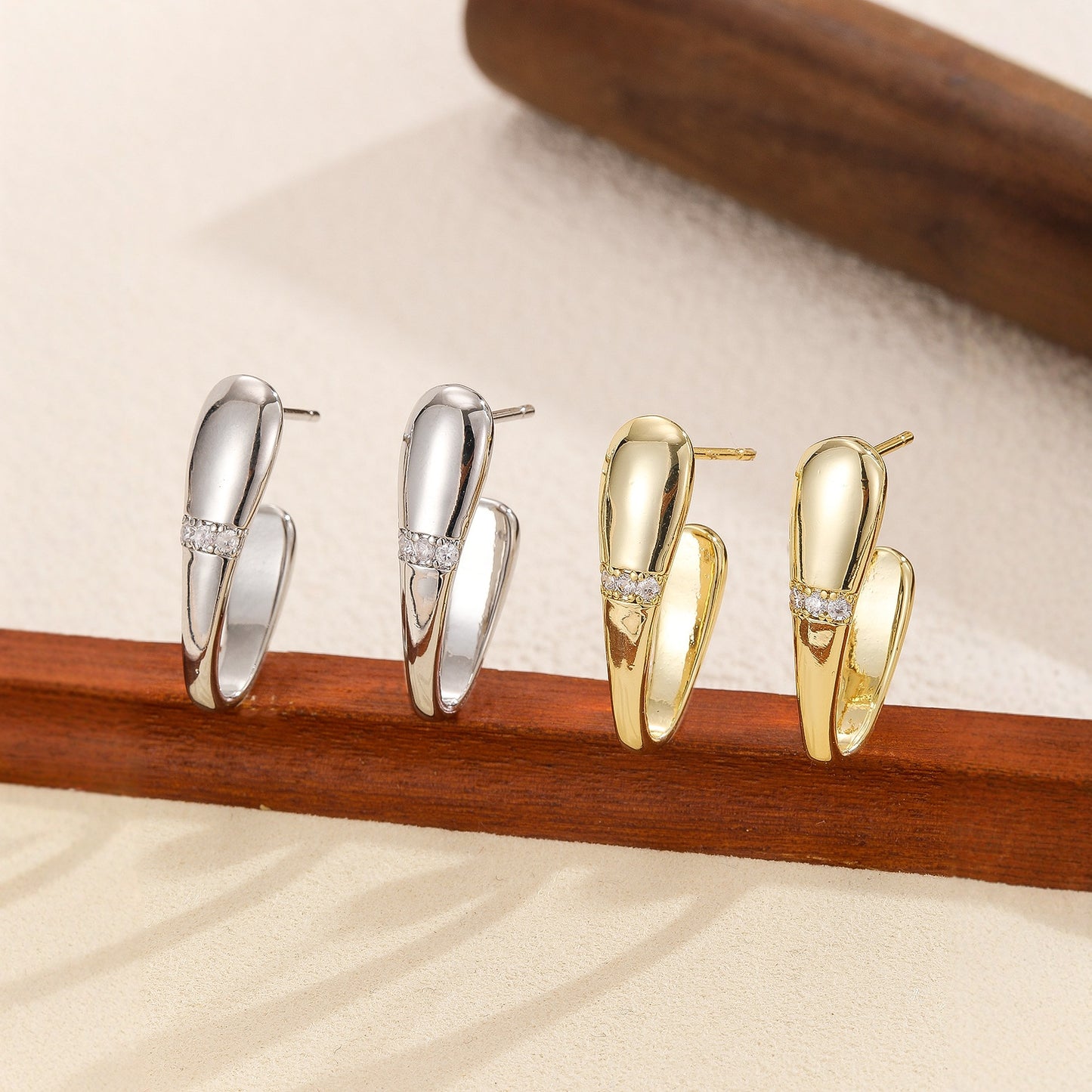 Elegant Pavé Accent Hoop Earrings