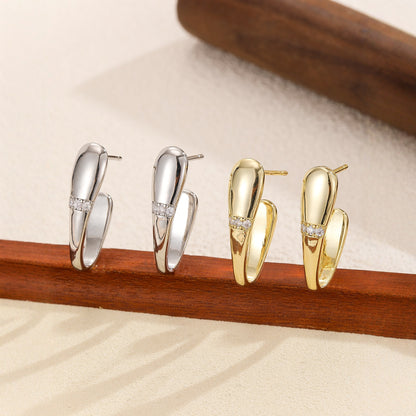 Elegant Pavé Accent Hoop Earrings