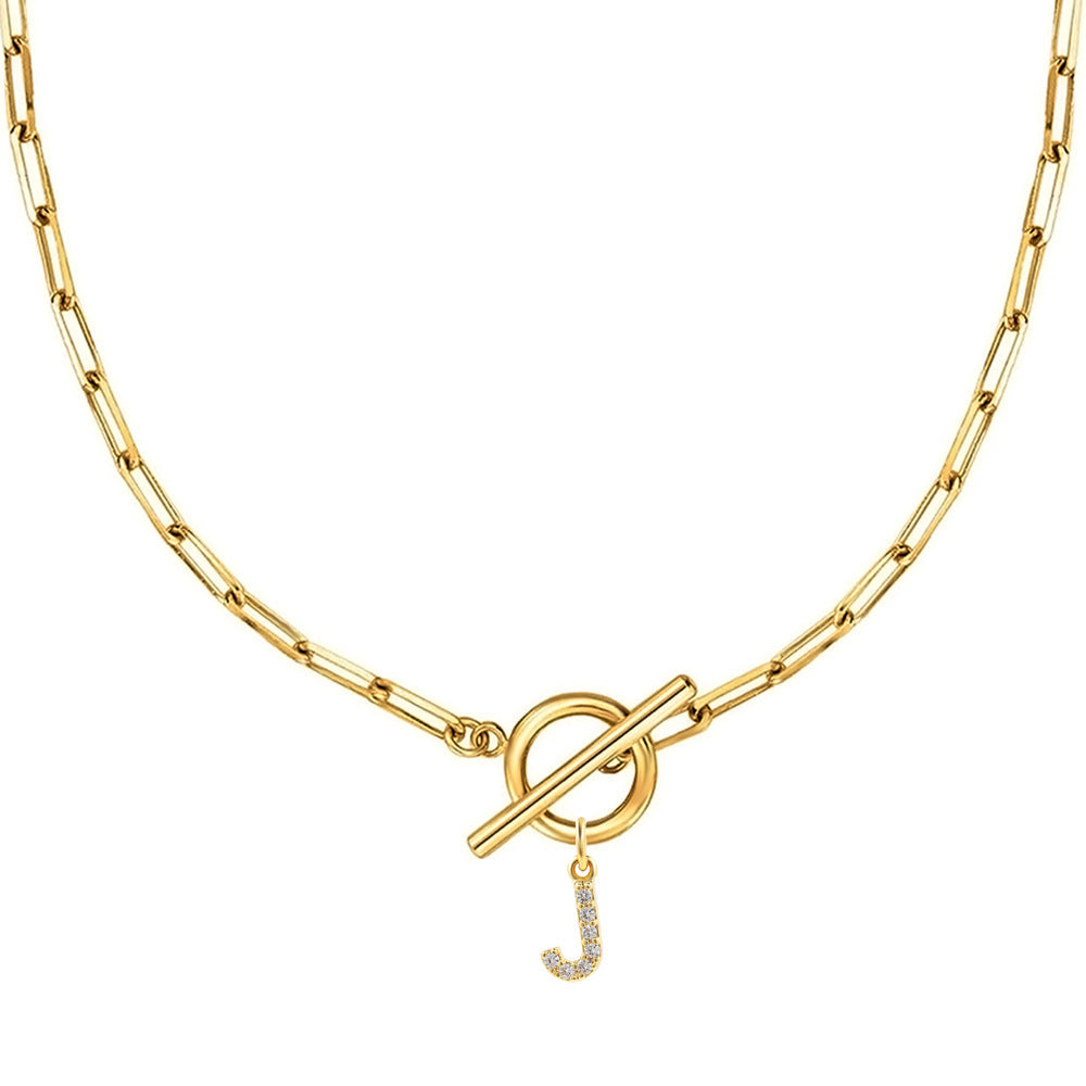 Personalized Pave Initial Toggle Necklace