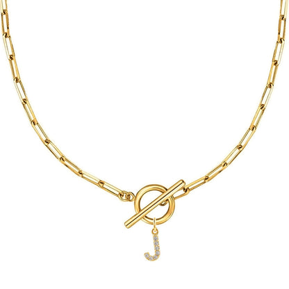 Personalized Pave Initial Toggle Necklace