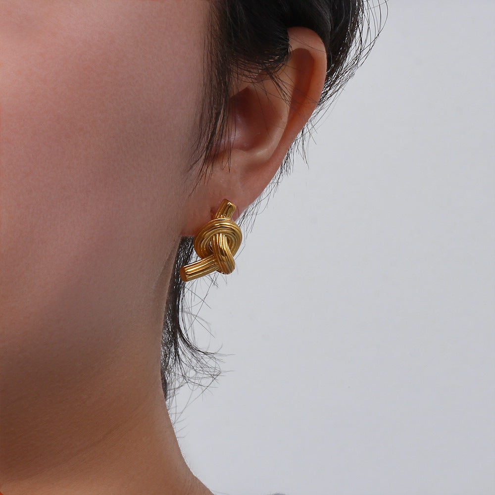 Gold Knotted Stud Earrings