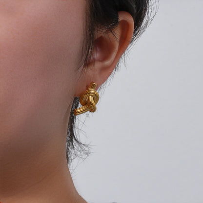 Gold Knotted Stud Earrings