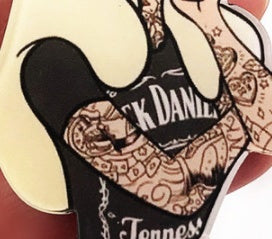 Cartoon cute tattoo girl brooch