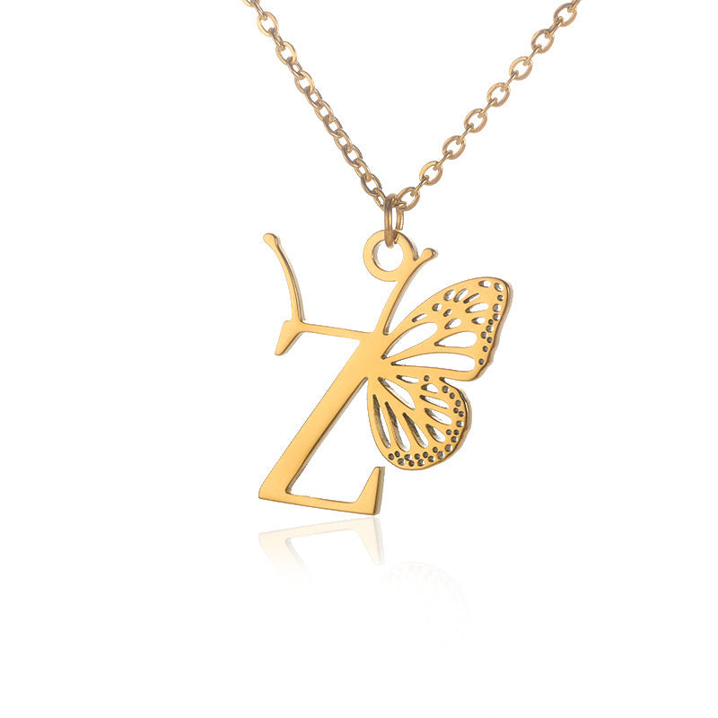 Initial Butterfly Necklace – Personalized Wings