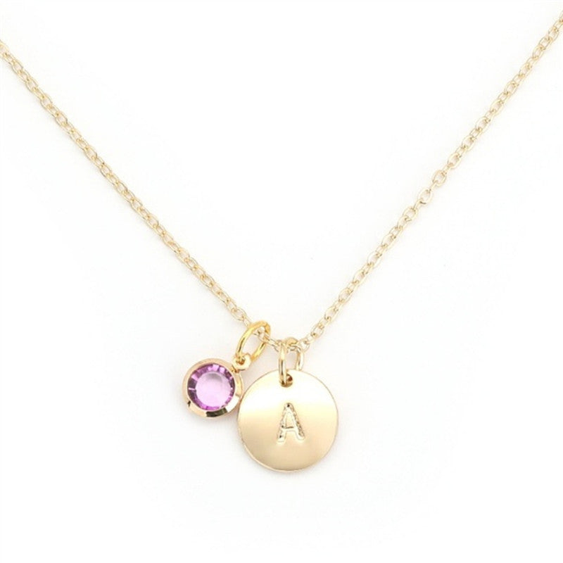Personalized Birthstone & Initial Charm Necklace