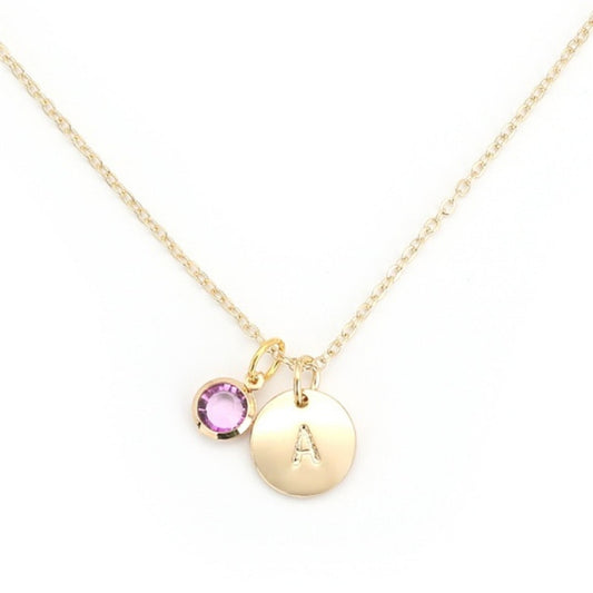 Personalized Birthstone & Initial Charm Necklace