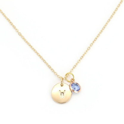 Personalized Birthstone & Initial Charm Necklace