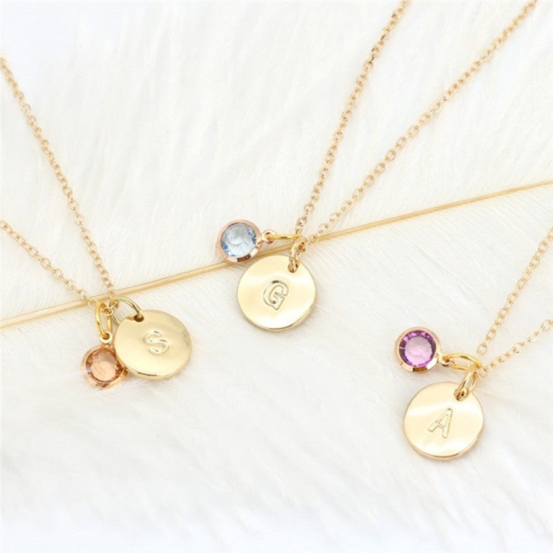 Personalized Birthstone & Initial Charm Necklace