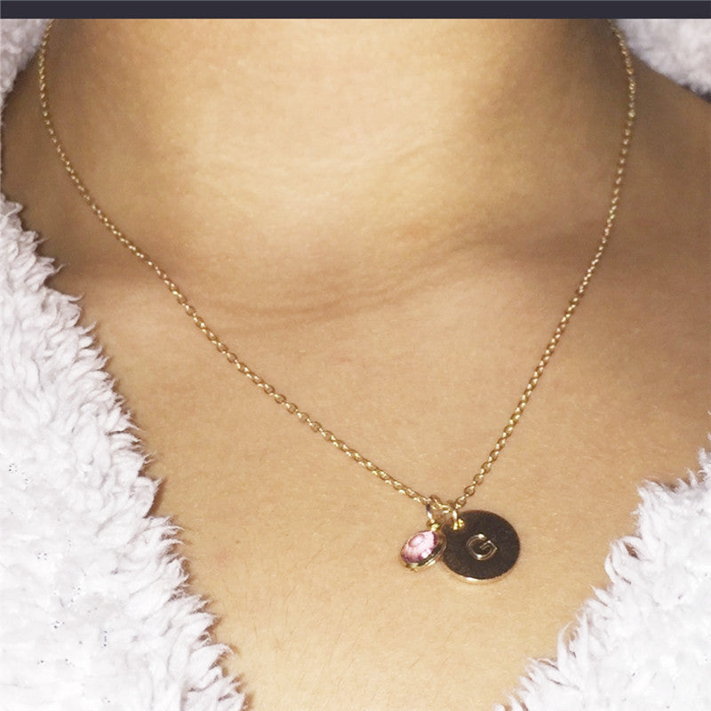 Personalized Birthstone & Initial Charm Necklace