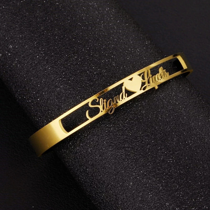 Custom Name Cutout Cuff Bracelet