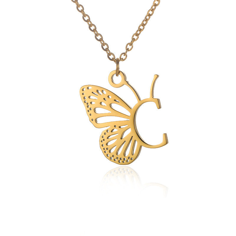 Initial Butterfly Necklace – Personalized Wings