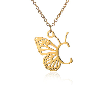 Initial Butterfly Necklace – Personalized Wings