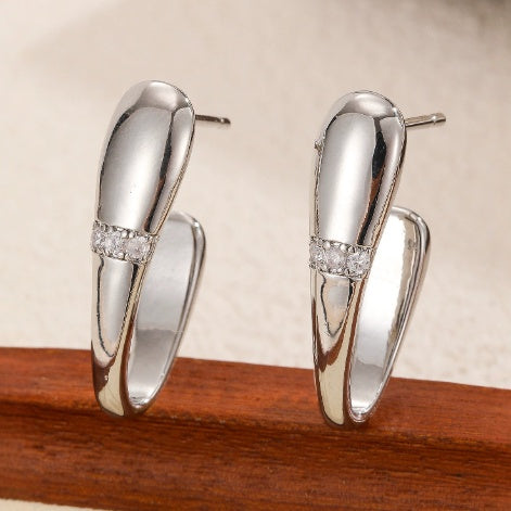 Elegant Pavé Accent Hoop Earrings