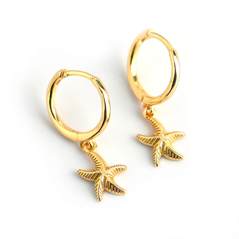 Starfish Charm Hoop Earrings