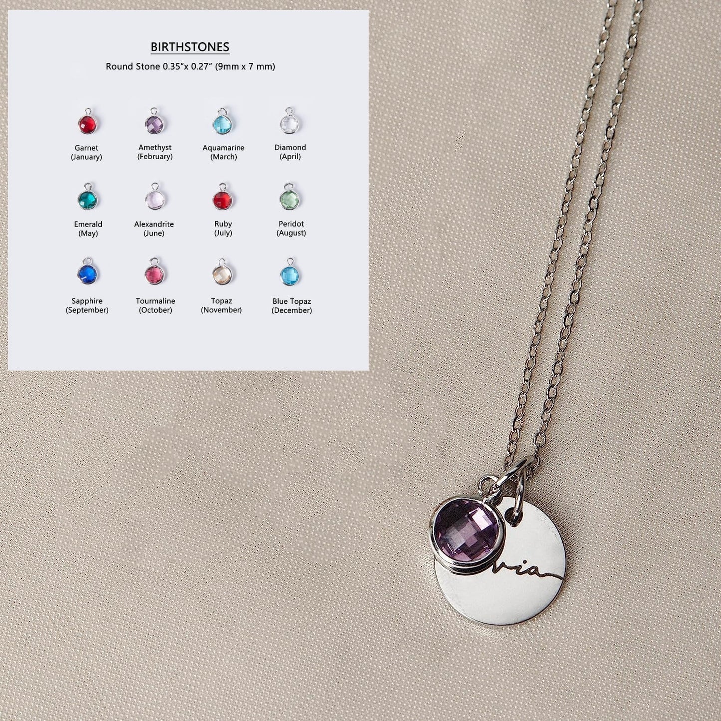 Personalized Name & Birthstone Necklace