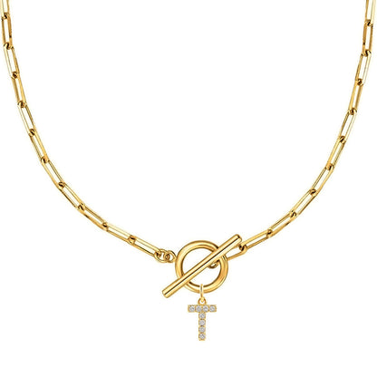 Personalized Pave Initial Toggle Necklace
