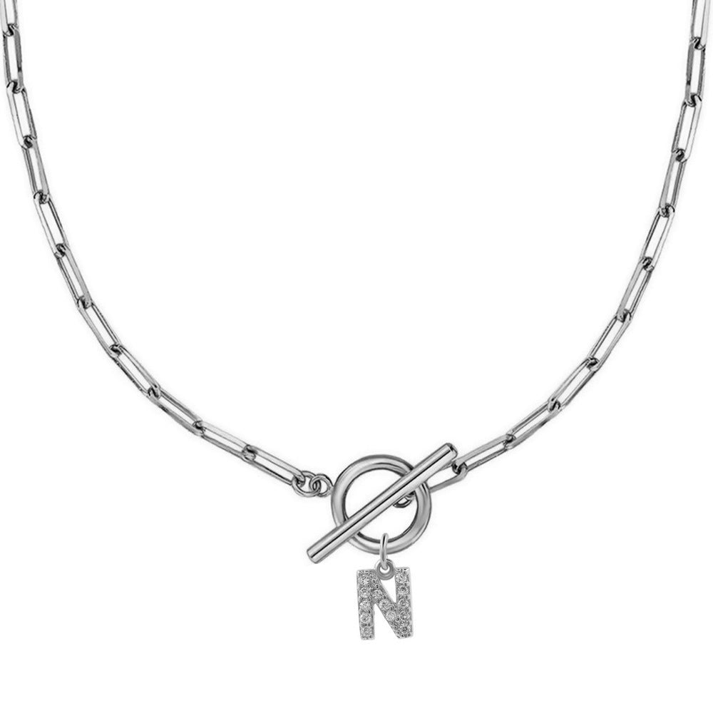 Personalized Pave Initial Toggle Necklace