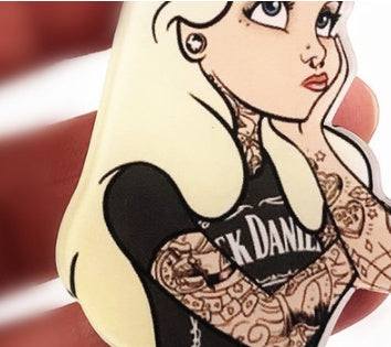 Cartoon cute tattoo girl brooch