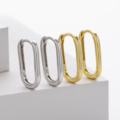 Minimalist Oval Huggie Earrings