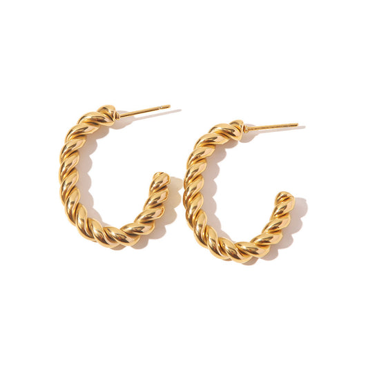 Gold Twisted Rope Hoop Earrings