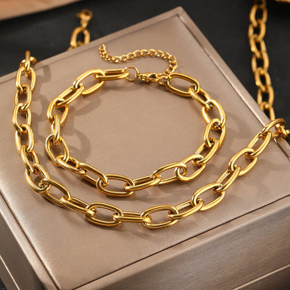 Bold Link Chain Necklace & Bracelet Set