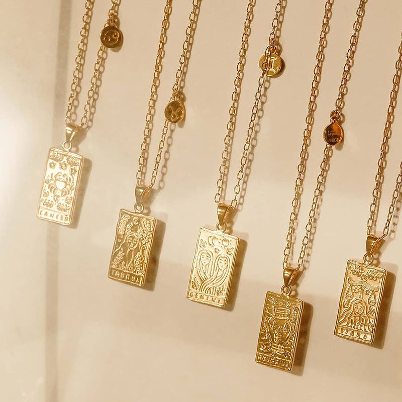 Zodiac Sign Pendant Necklace – 12 Constellations in Gold