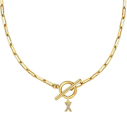 Personalized Pave Initial Toggle Necklace