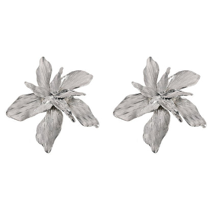 Textured Lily Statement Earrings – Gold or Silver
