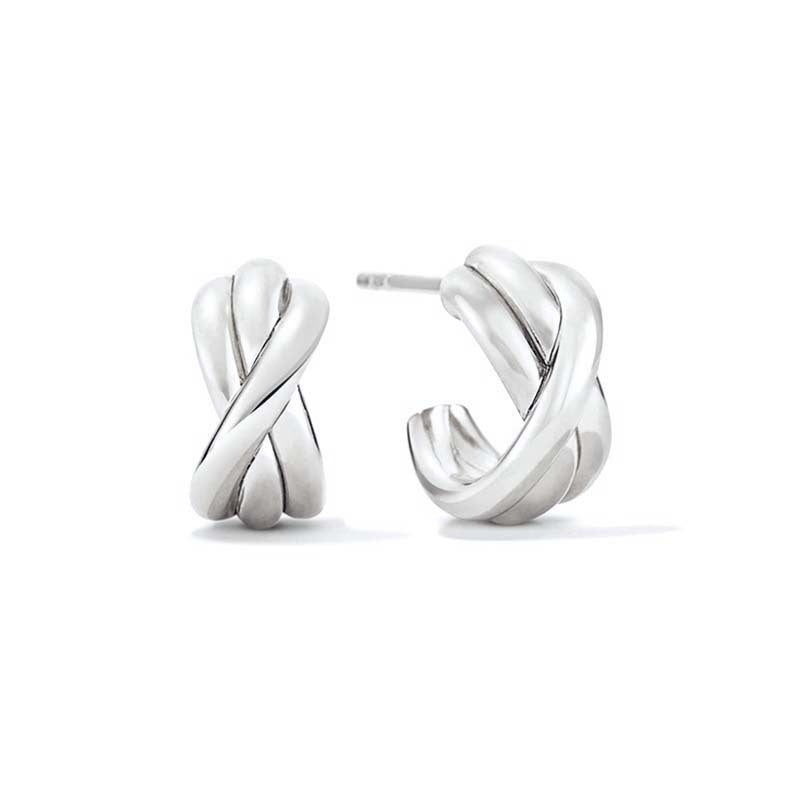 Elegant Twisted Knot 925 Sterling Silver Hoop Earrings
