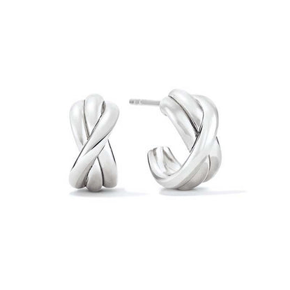 Elegant Twisted Knot 925 Sterling Silver Hoop Earrings