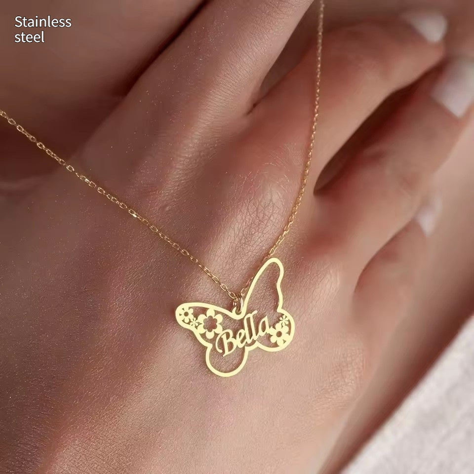 Personalized Butterfly Name Necklace