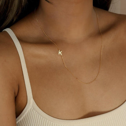 Minimalist Gold Initial Clavicle Necklace – A to Z
