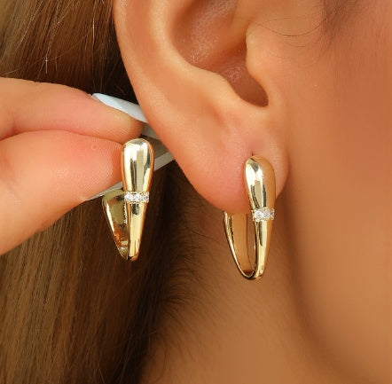 Elegant Pavé Accent Hoop Earrings