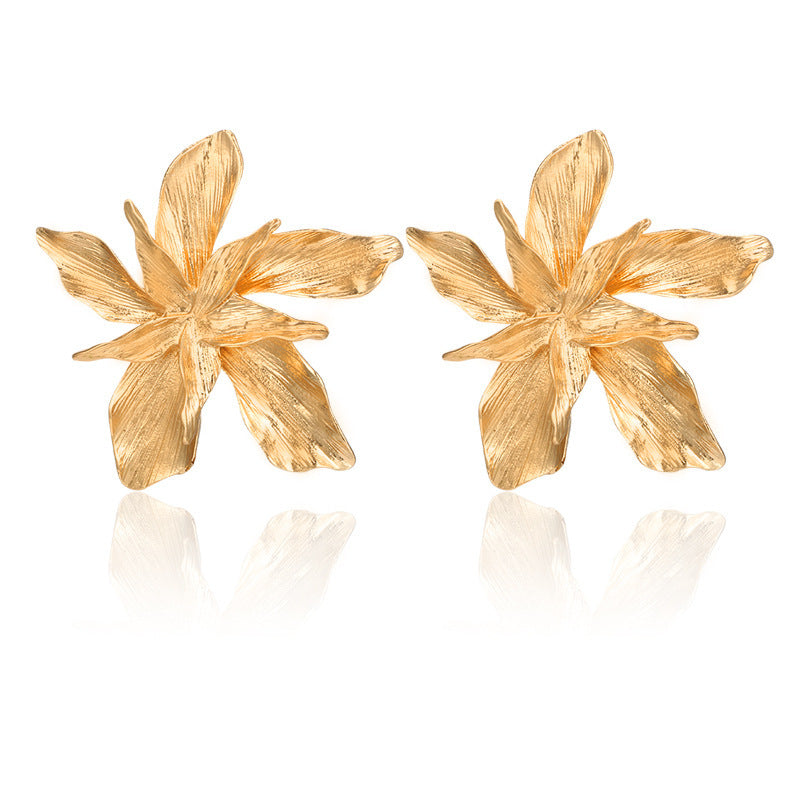 Textured Lily Statement Earrings – Gold or Silver