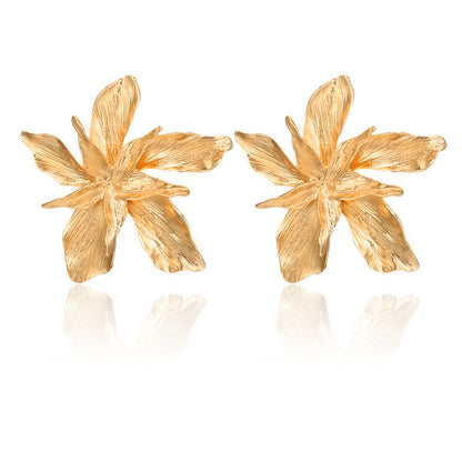 Textured Lily Statement Earrings – Gold or Silver