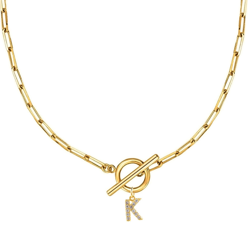 Personalized Pave Initial Toggle Necklace