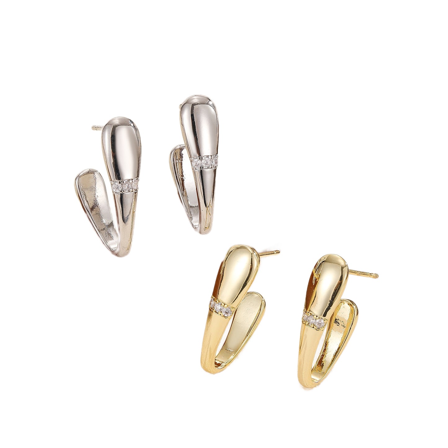Elegant Pavé Accent Hoop Earrings