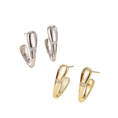 Elegant Pavé Accent Hoop Earrings