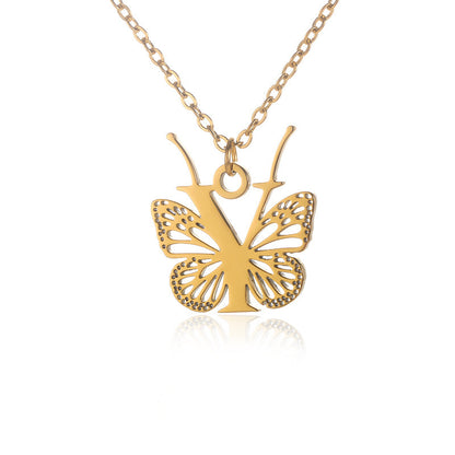Initial Butterfly Necklace – Personalized Wings