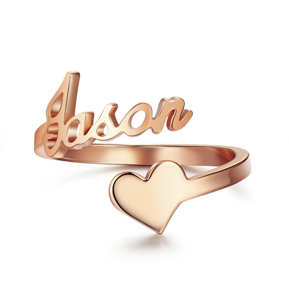 Personalized Name Ring with Heart Accent