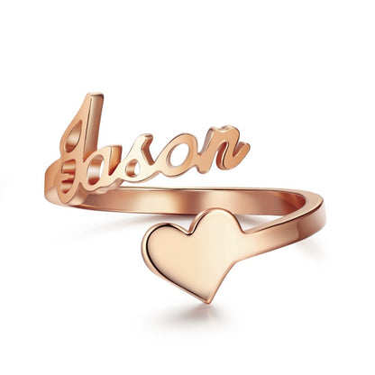 Personalized Name Ring with Heart Accent