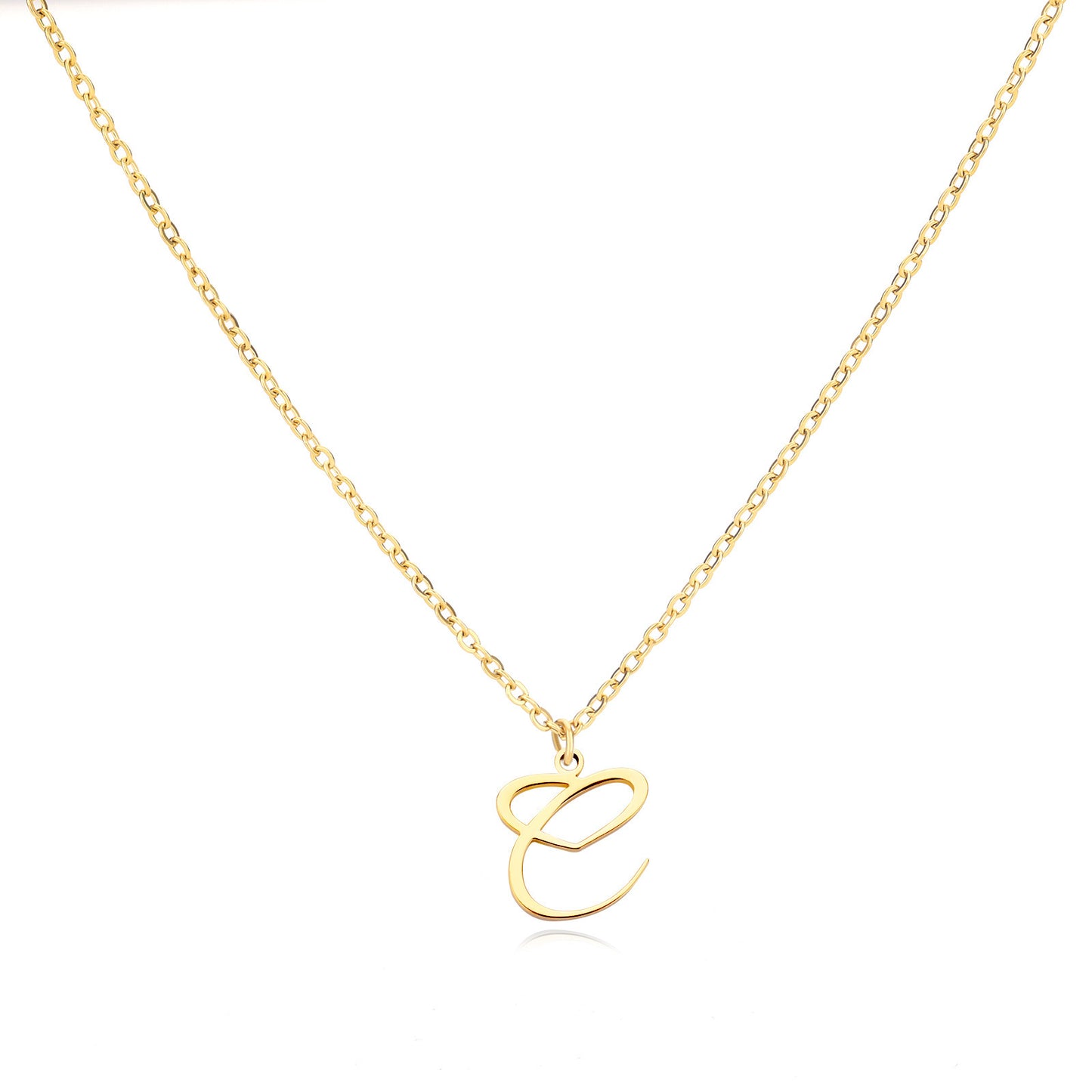 Gold Script Initial Necklace with Heart Accent – A to Z
