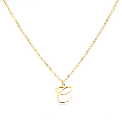 Gold Script Initial Necklace with Heart Accent – A to Z