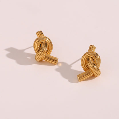 Gold Knotted Stud Earrings