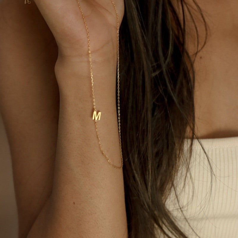Minimalist Gold Initial Clavicle Necklace – A to Z