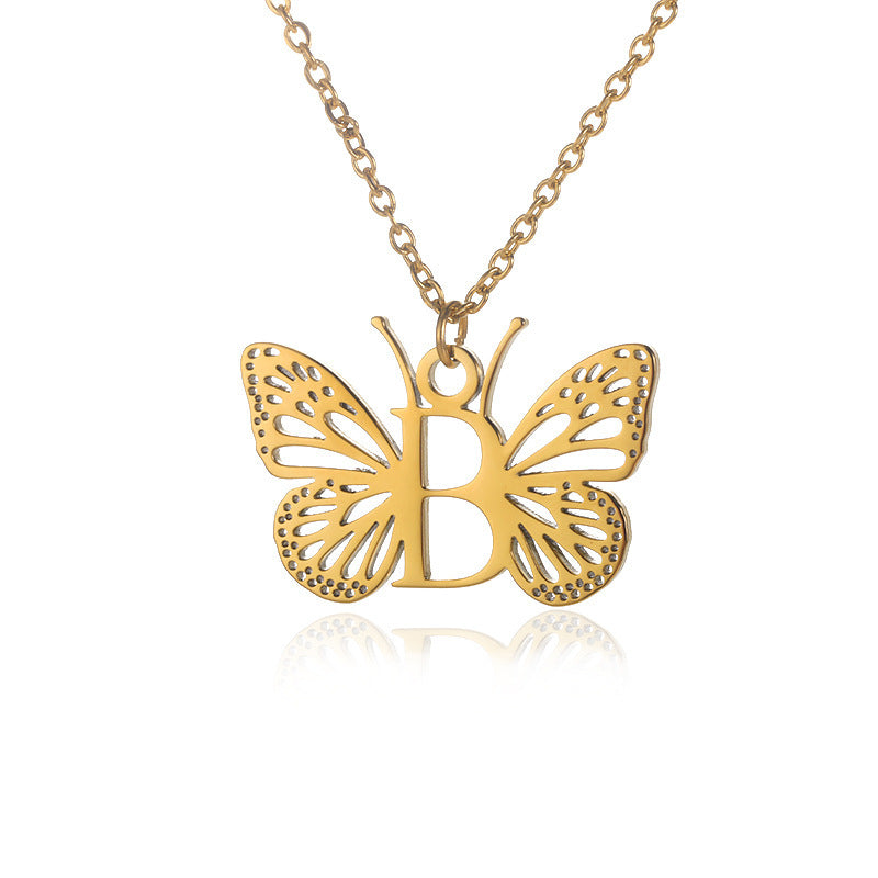 Initial Butterfly Necklace – Personalized Wings