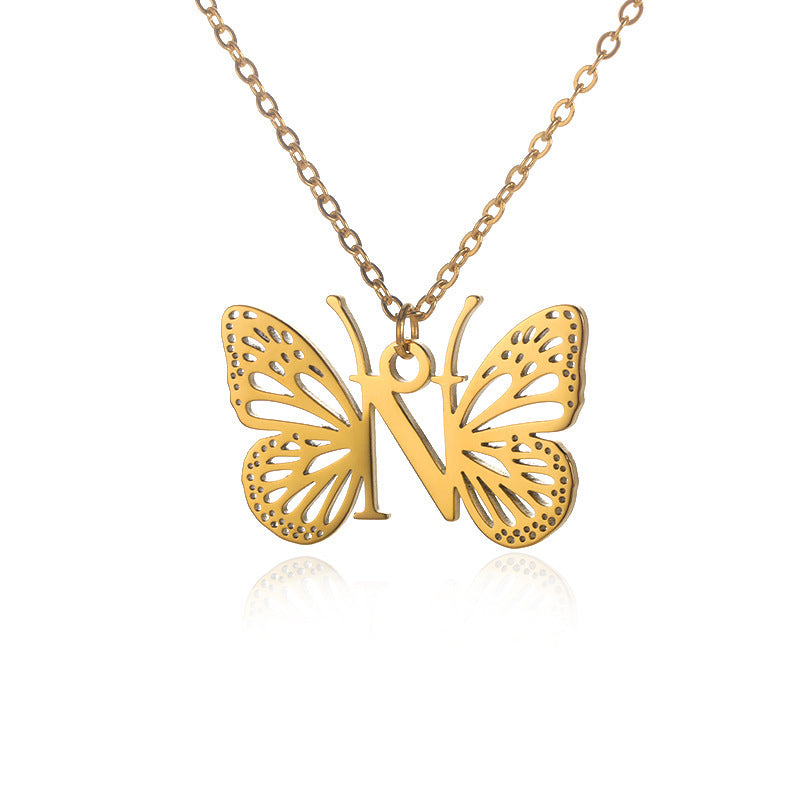 Initial Butterfly Necklace – Personalized Wings